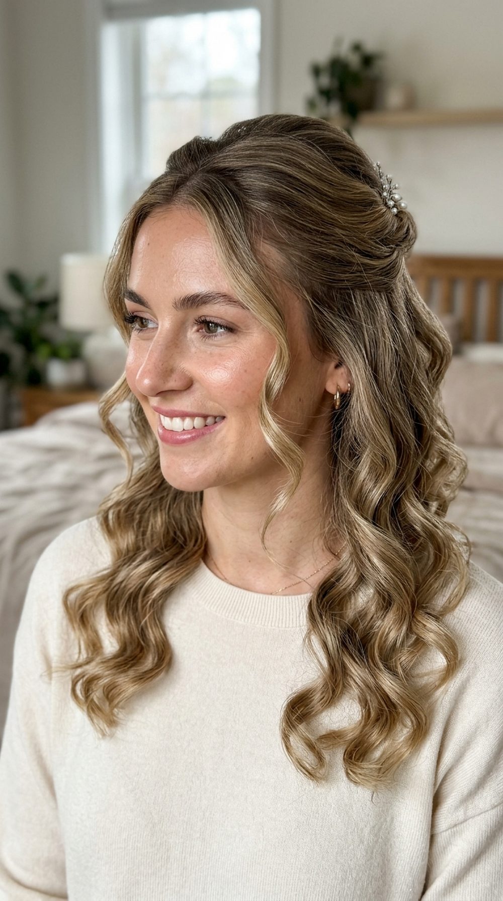Romantic Half-Up Soft Curl Hairstyle