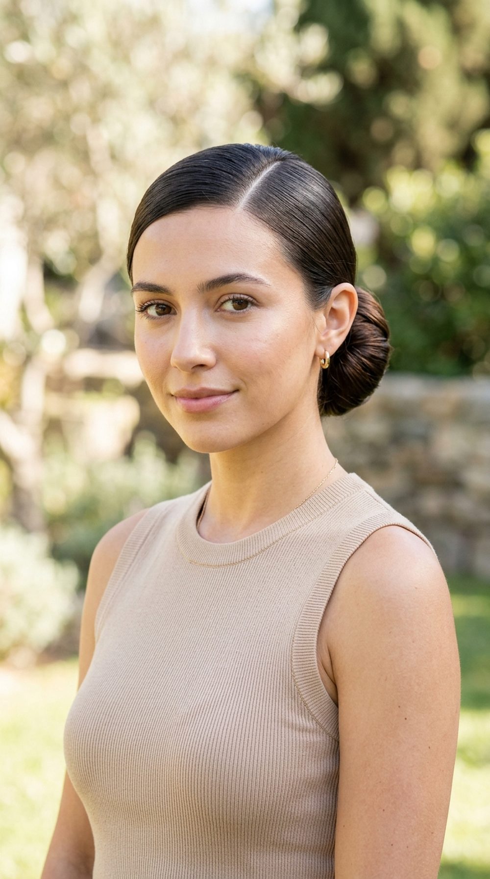 Sleek Side-Part Bun Hairstyle