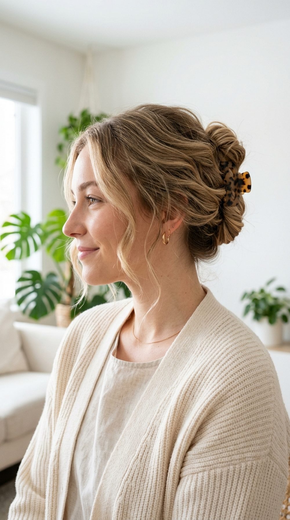 Soft Claw Clip Updo Hairstyle