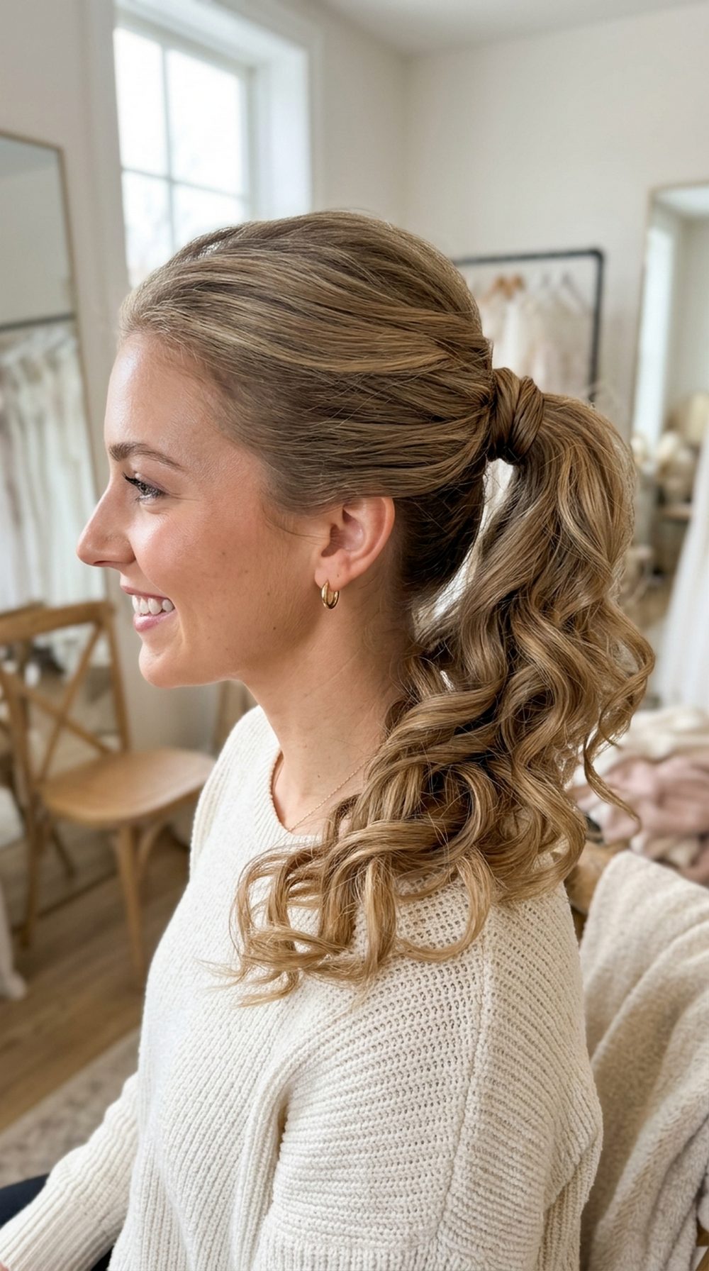 Soft Curled Ponytail Hairstyle