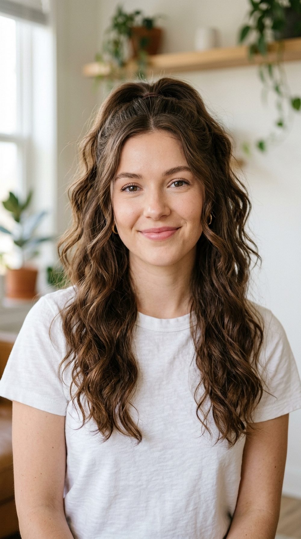 Textured Half-Up Waves Hairstyle