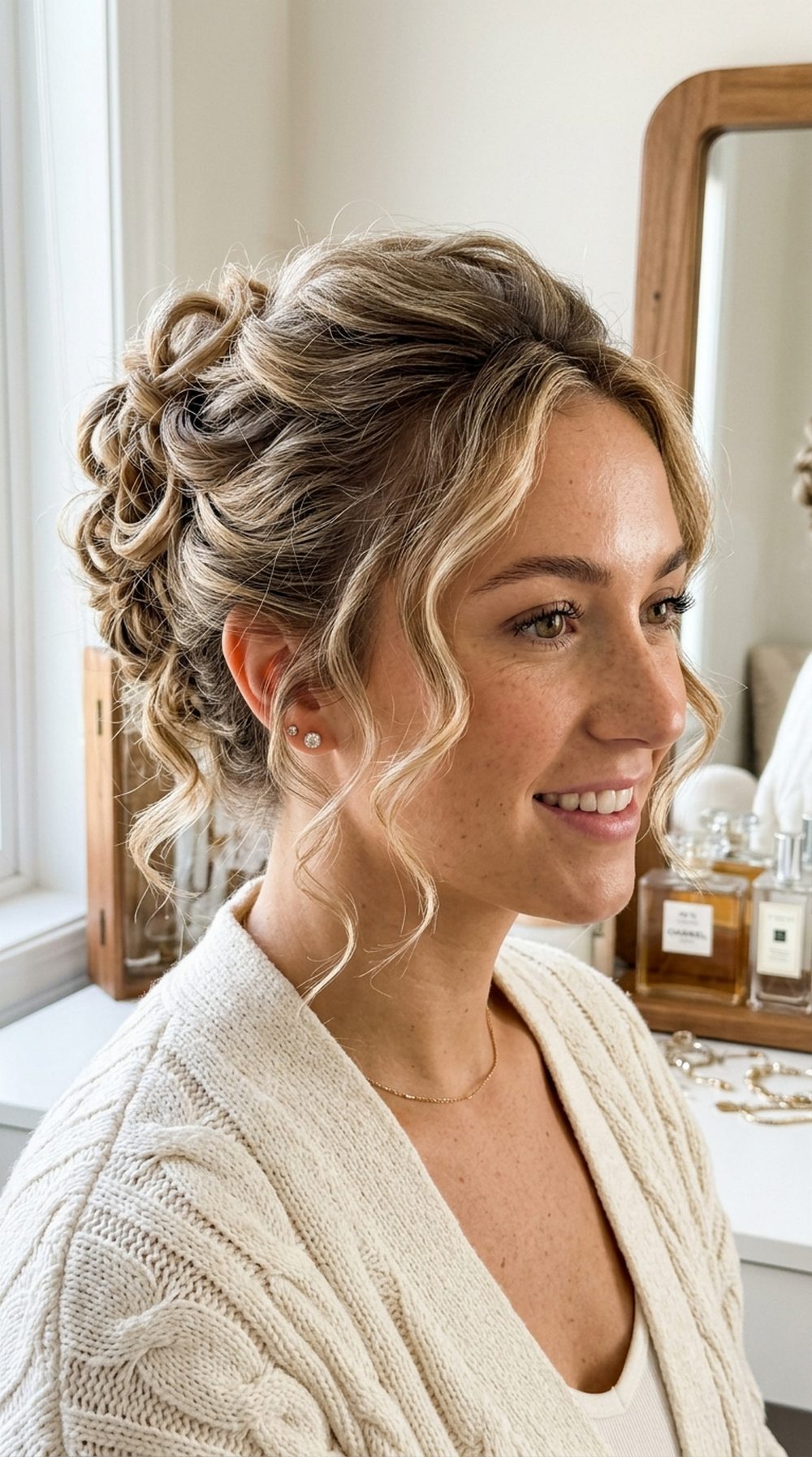 Textured Updo with Face-Framing Curls Hairstyle