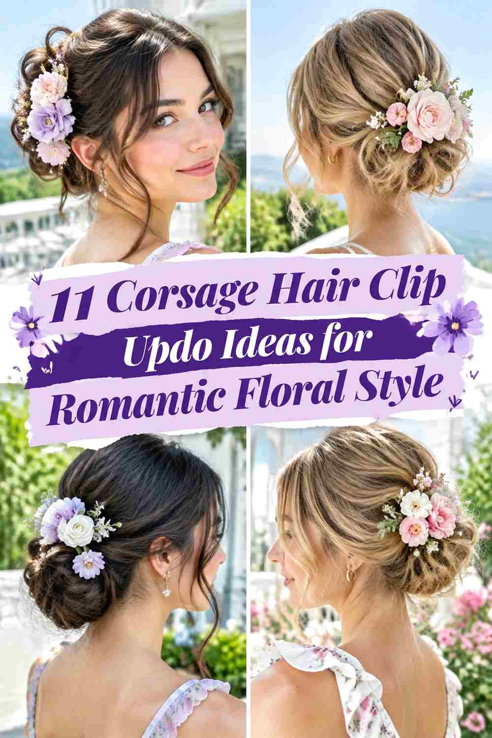 11 Corsage Hair Clip Updo Ideas for Romantic Floral Style