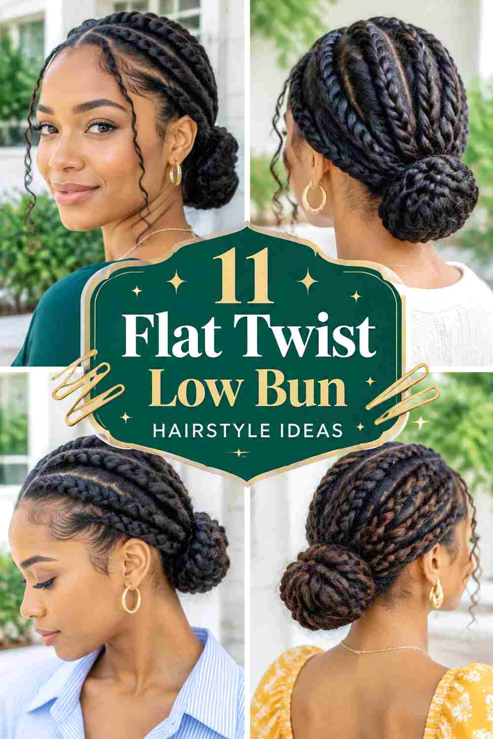 11 Flat Twist Low Bun Hairstyle Ideas