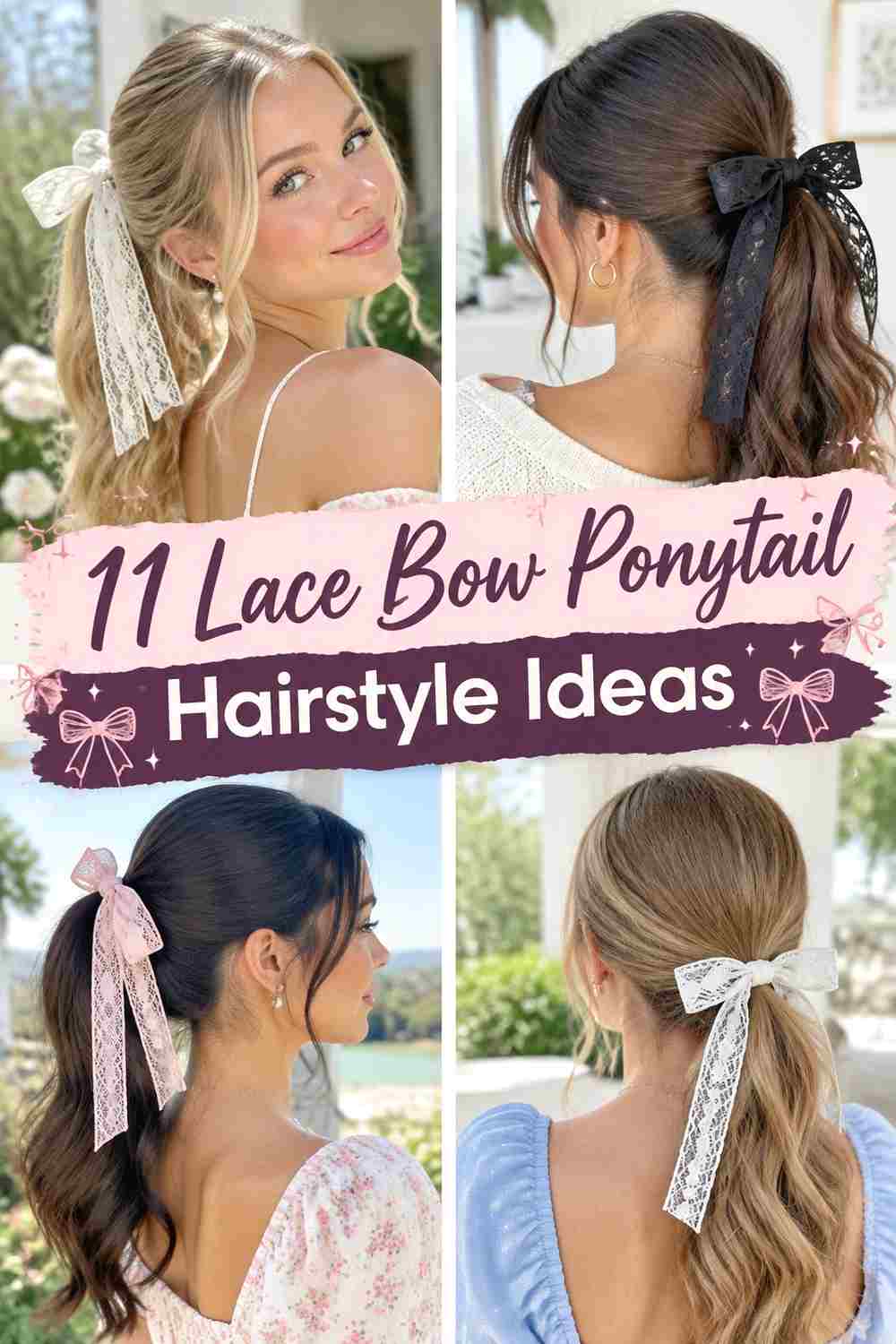 11 Lace Bow Ponytail Hairstyle Ideas