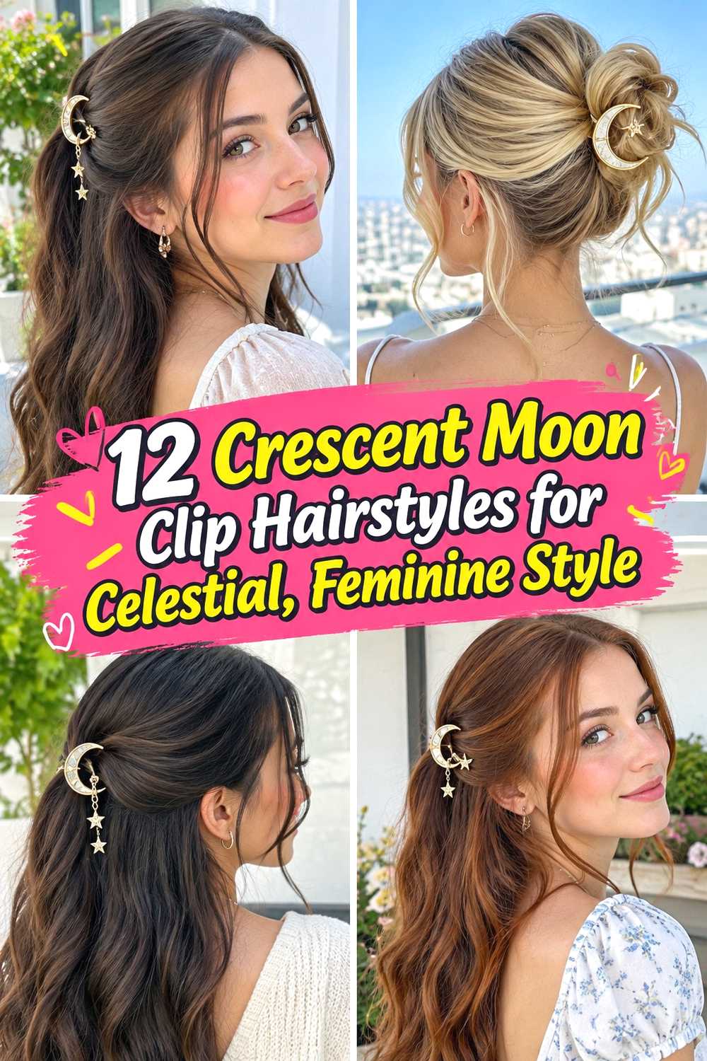 12 Crescent Moon Clip Hairstyles for Celestial, Feminine Style