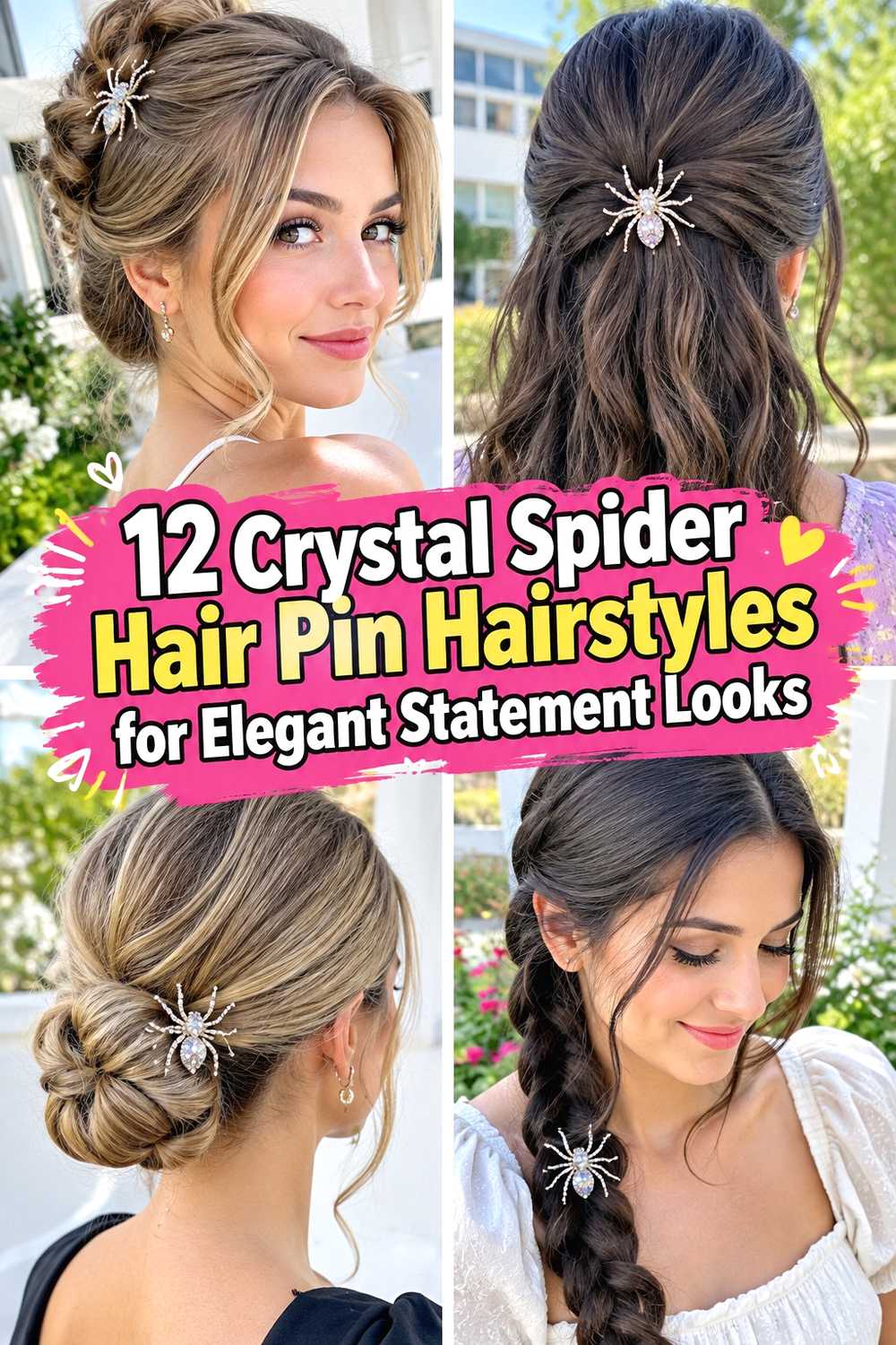 12 Crystal Spider Hair Pin Hairstyles for Elegant Statement Looks