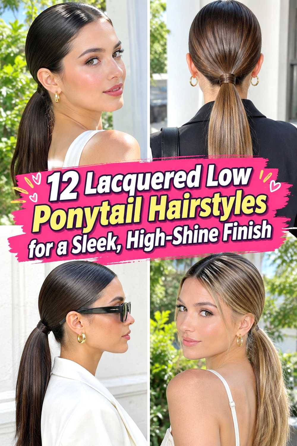 12 Lacquered Low Ponytail Hairstyles for a Sleek, High-Shine Finish