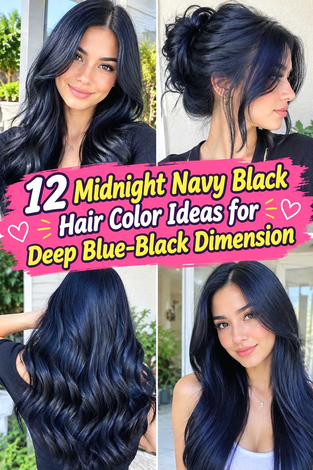 12 Midnight Navy Black Hair Color Ideas for Deep Blue-Black Dimension