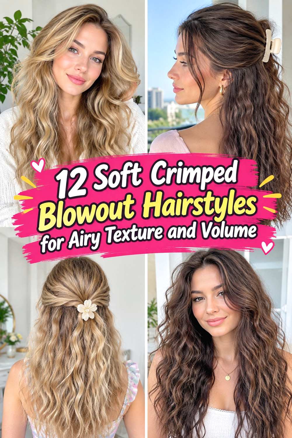 12 Soft Crimped Blowout Hairstyles for Airy Texture and Volume
