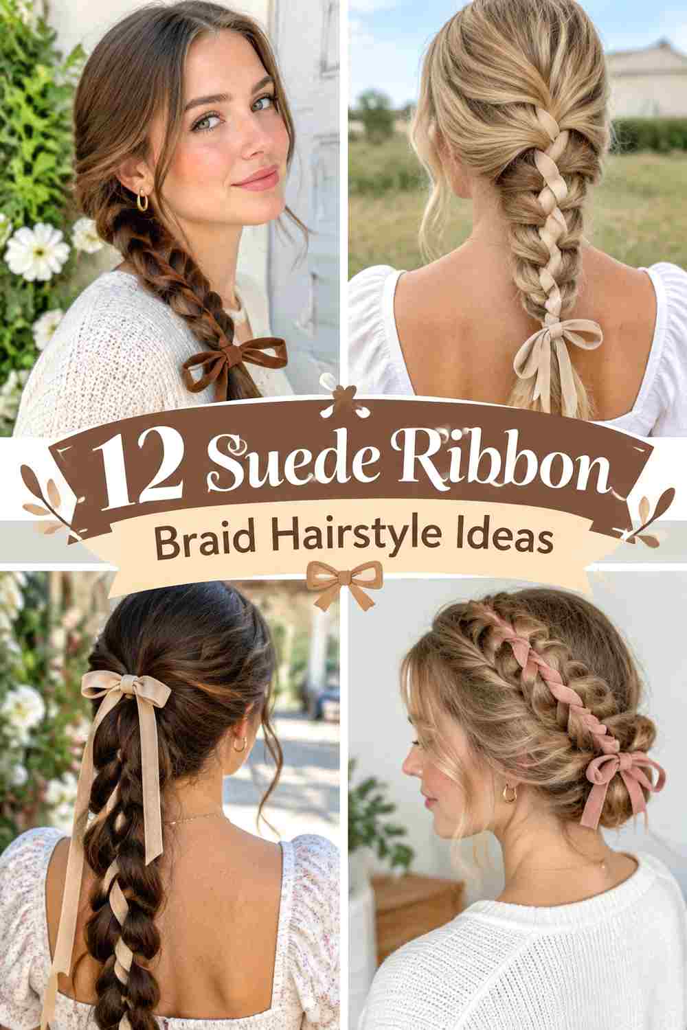 12 Suede Ribbon Braid Hairstyle Ideas