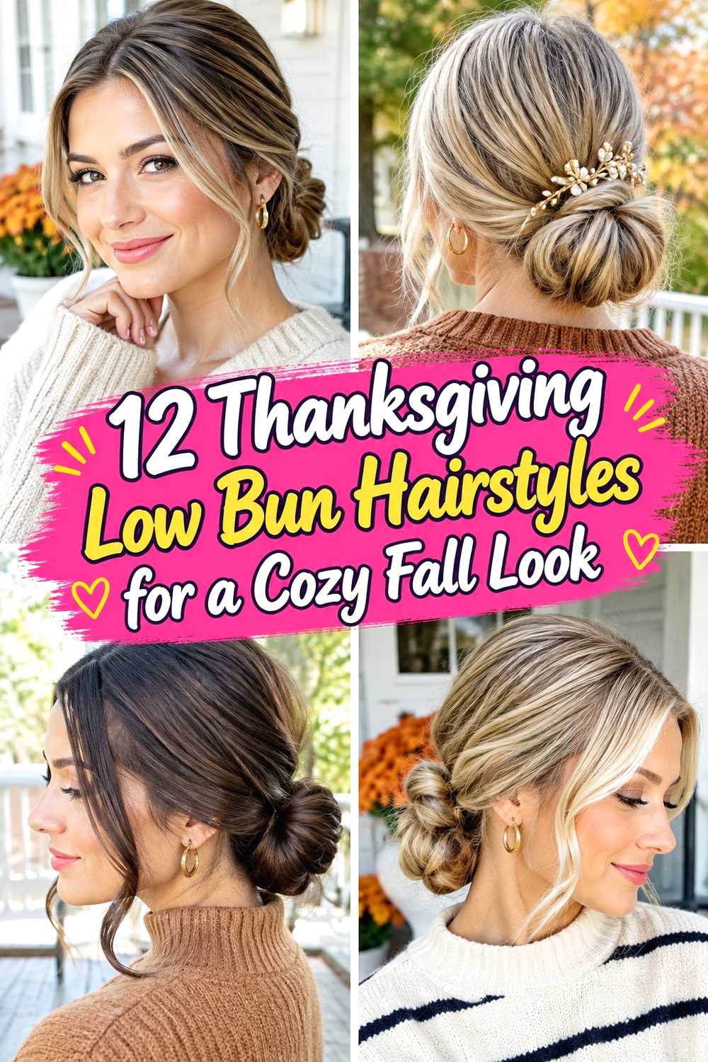 12 Thanksgiving Low Bun Hairstyles for a Cozy Fall Look