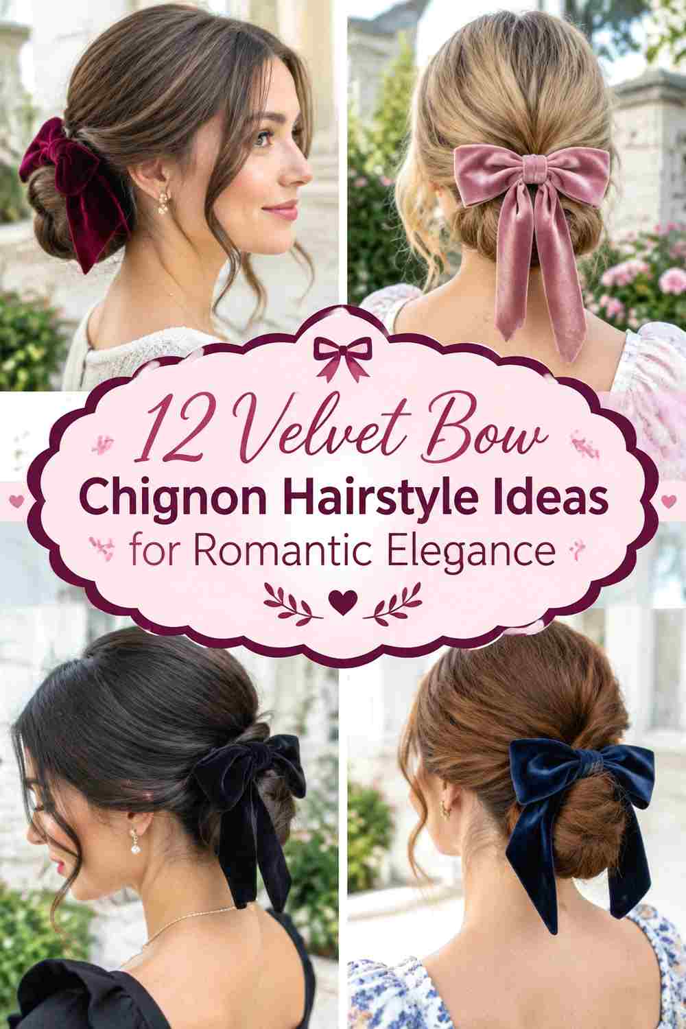 12 Velvet Bow Chignon Hairstyle Ideas for Romantic Elegance