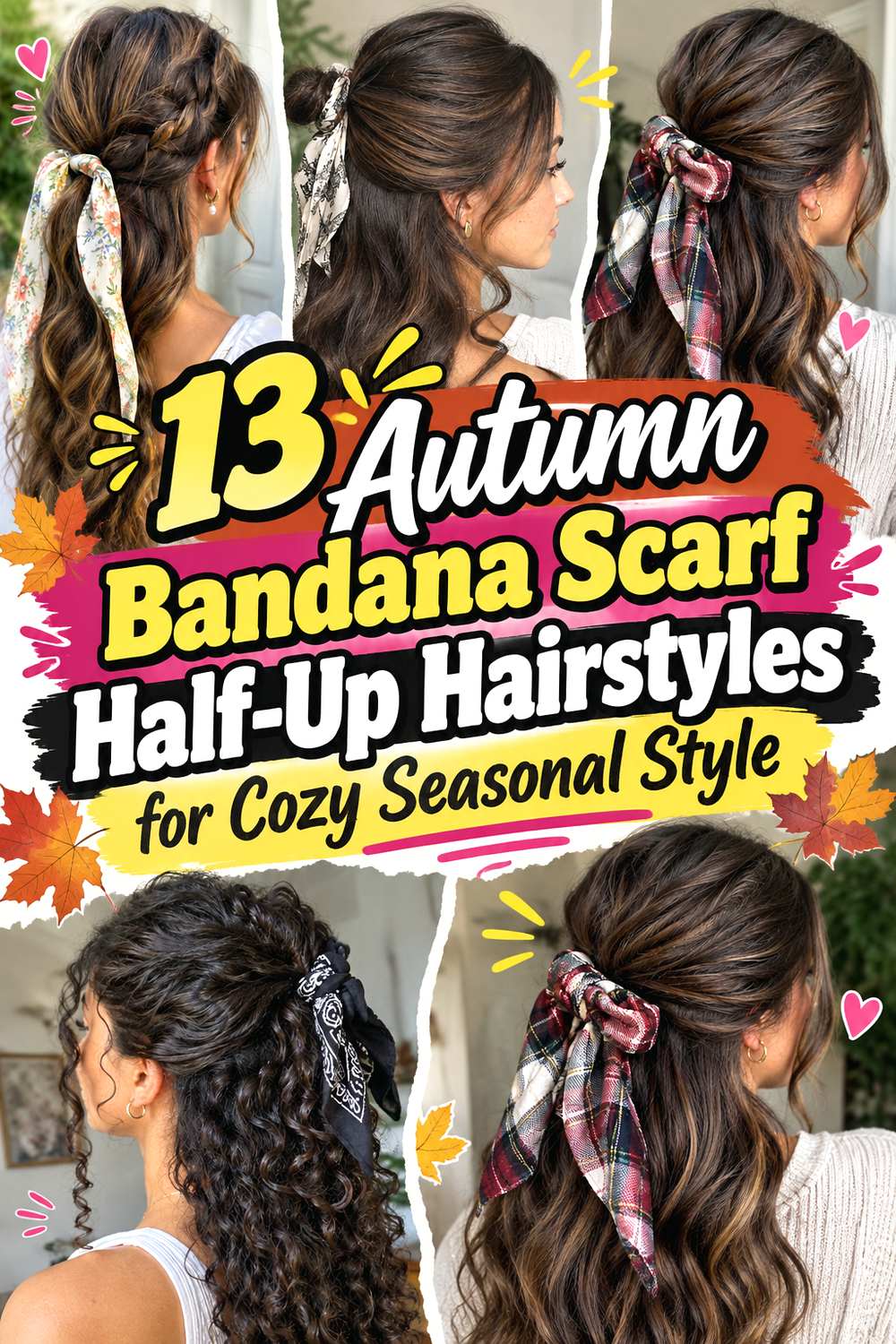 13 Autumn Bandana Scarf Half-Up Hairstyles for Cozy Seasonal Style