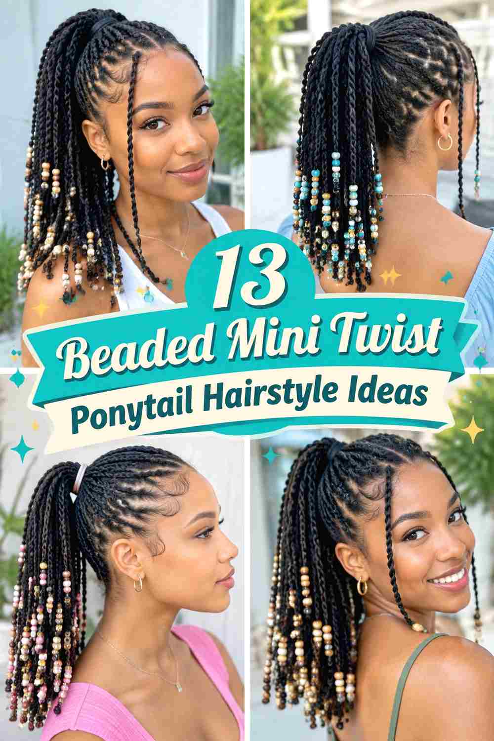 13 Beaded Mini Twist Ponytail Hairstyle Ideas