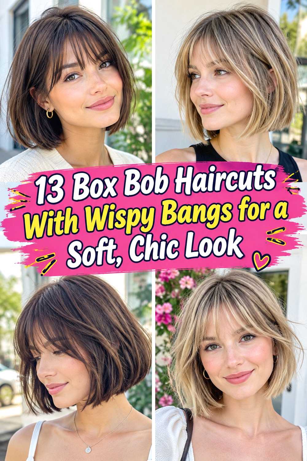 13 Box Bob Haircuts With Wispy Bangs for a Soft, Chic Look