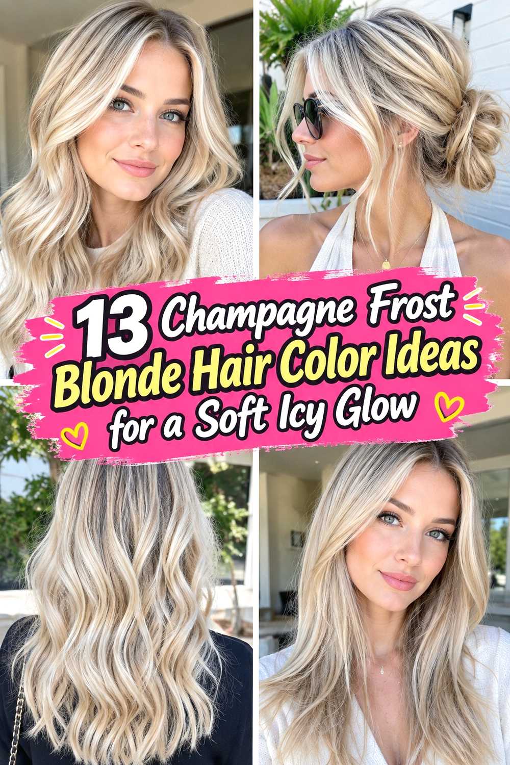 13 Champagne Frost Blonde Hair Color Ideas for a Soft Icy Glow