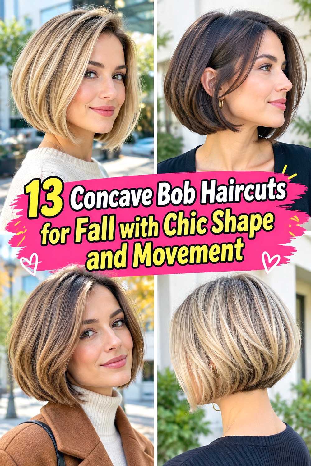 13 Concave Bob Haircuts for Fall with Chic Shape and Movement