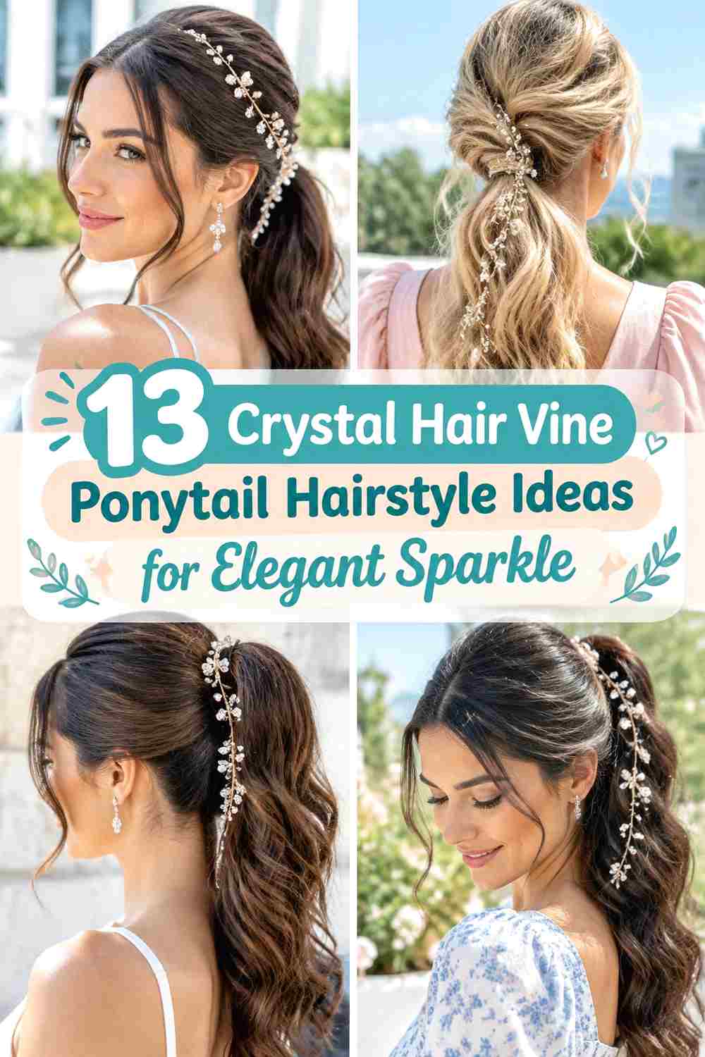 13 Crystal Hair Vine Ponytail Hairstyle Ideas for Elegant Sparkle