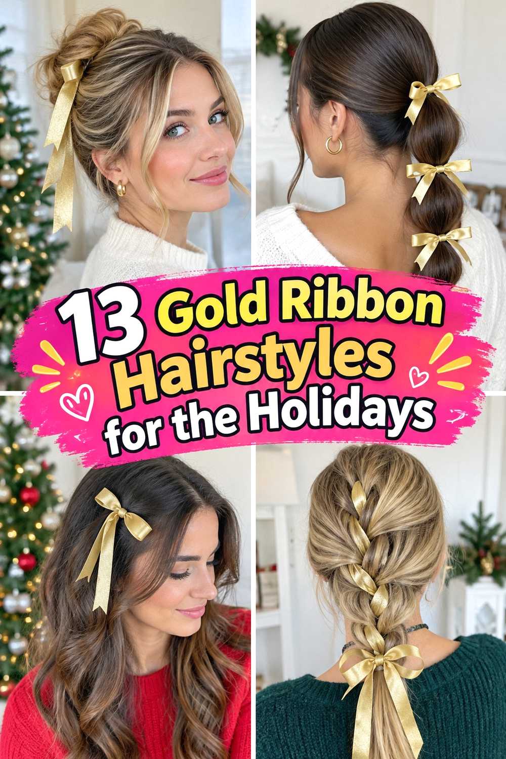13 Gold Ribbon Hairstyles for the Holidays