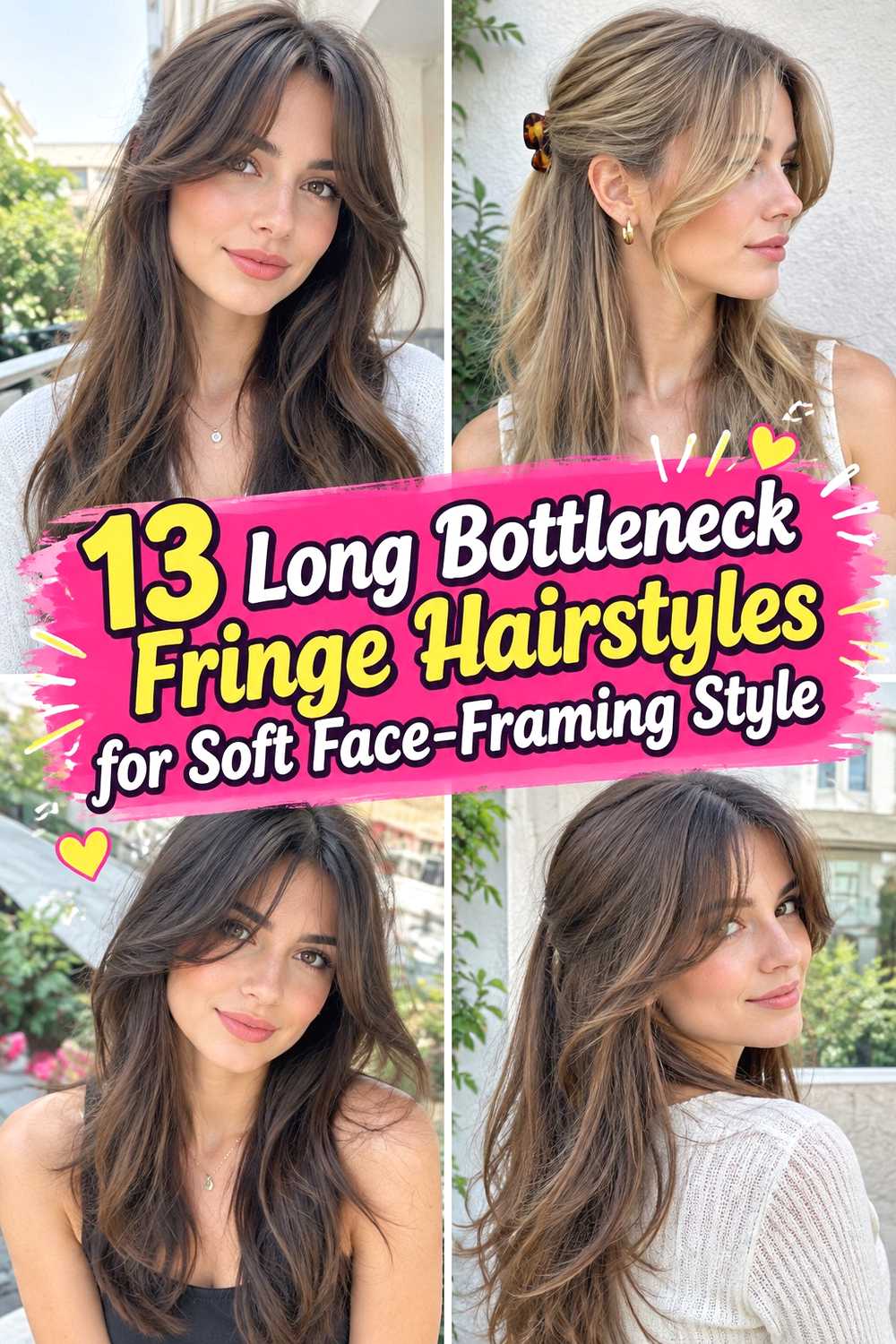 13 Long Bottleneck Fringe Hairstyles for Soft Face-Framing Style