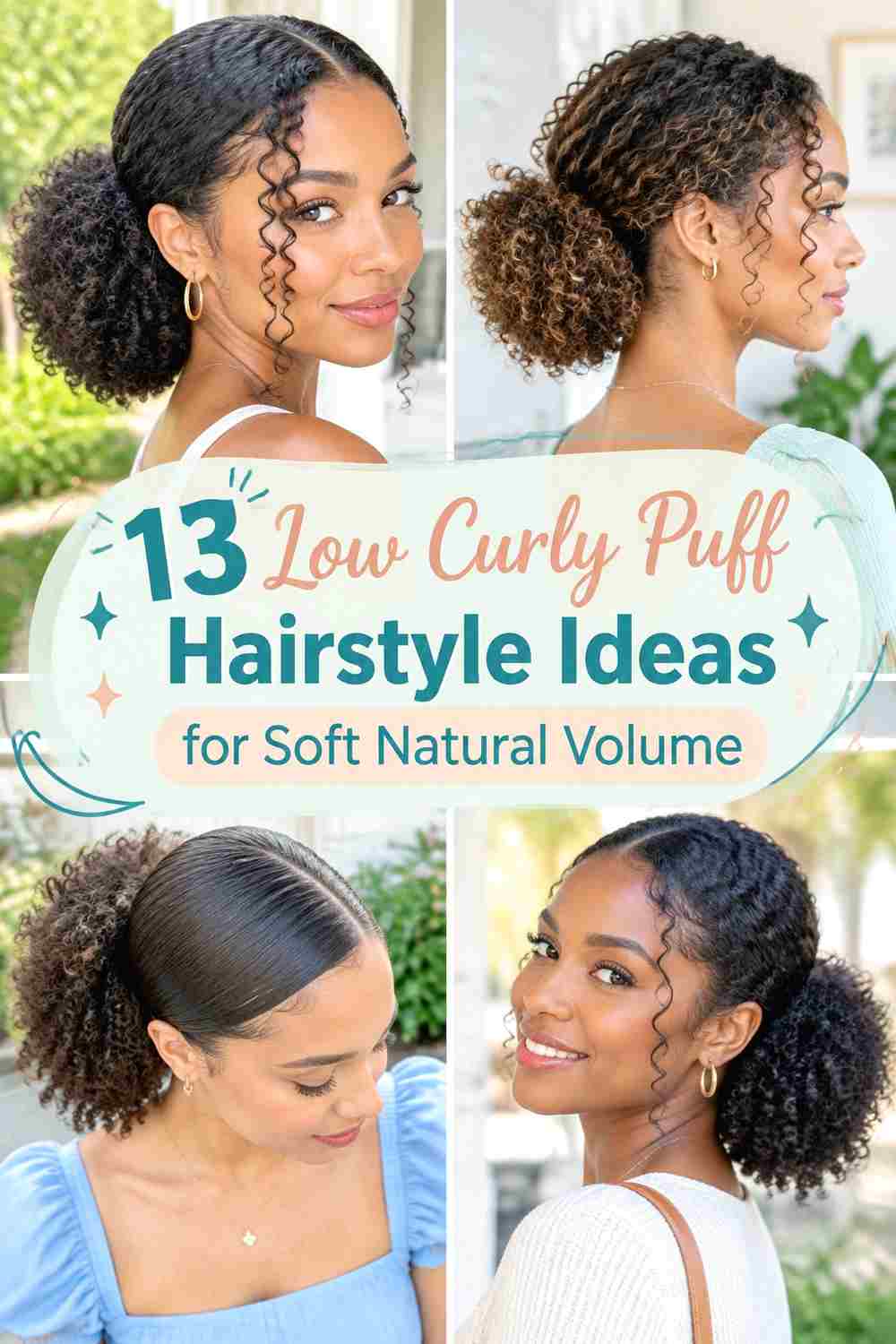 13 Low Curly Puff Hairstyle Ideas for Soft Natural Volume