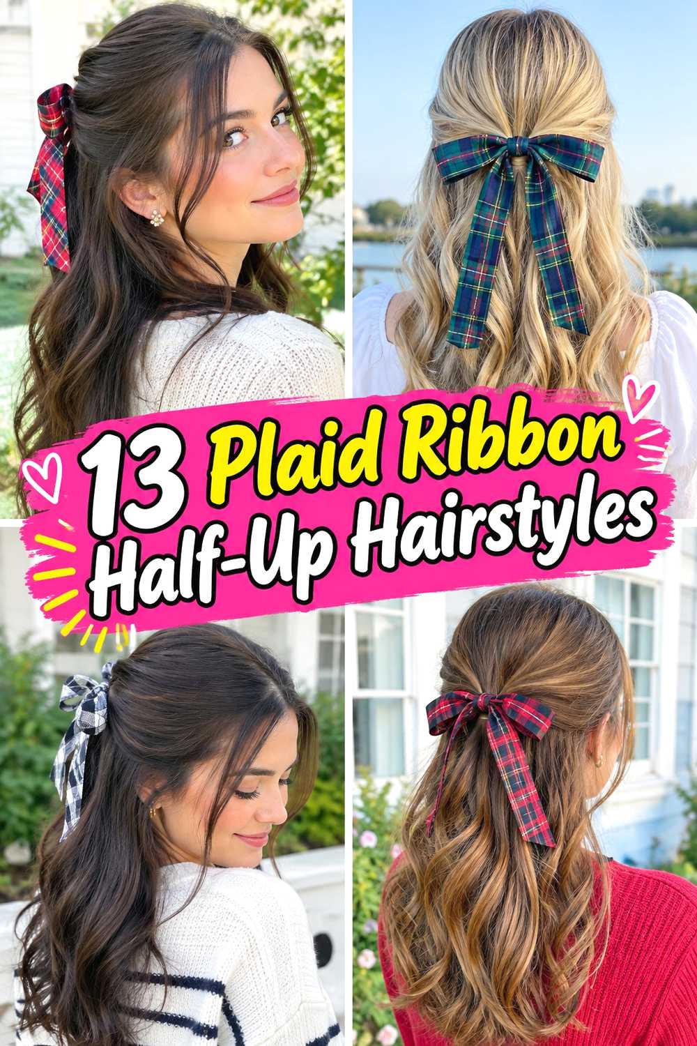13 Plaid Ribbon Half-Up Hairstyles