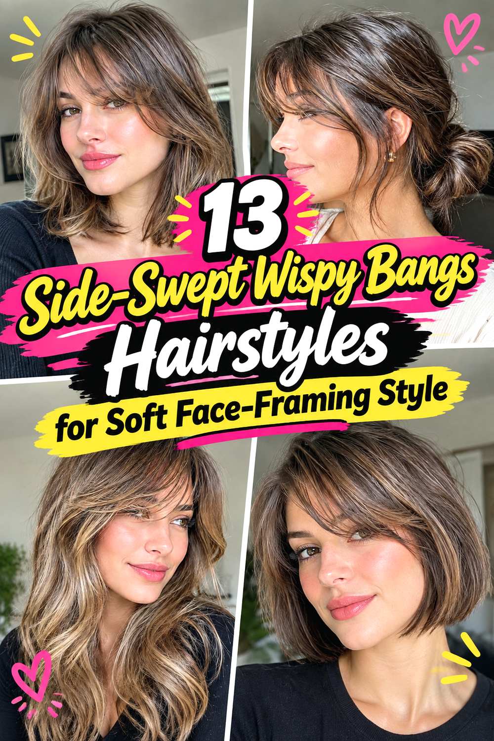 13 Side-Swept Wispy Bangs Hairstyles for Soft Face-Framing Style