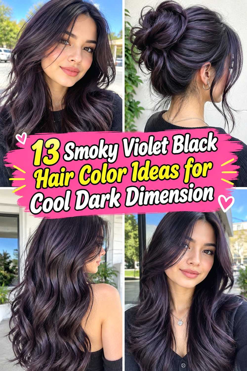 13 Smoky Violet Black Hair Color Ideas for Cool Dark Dimension