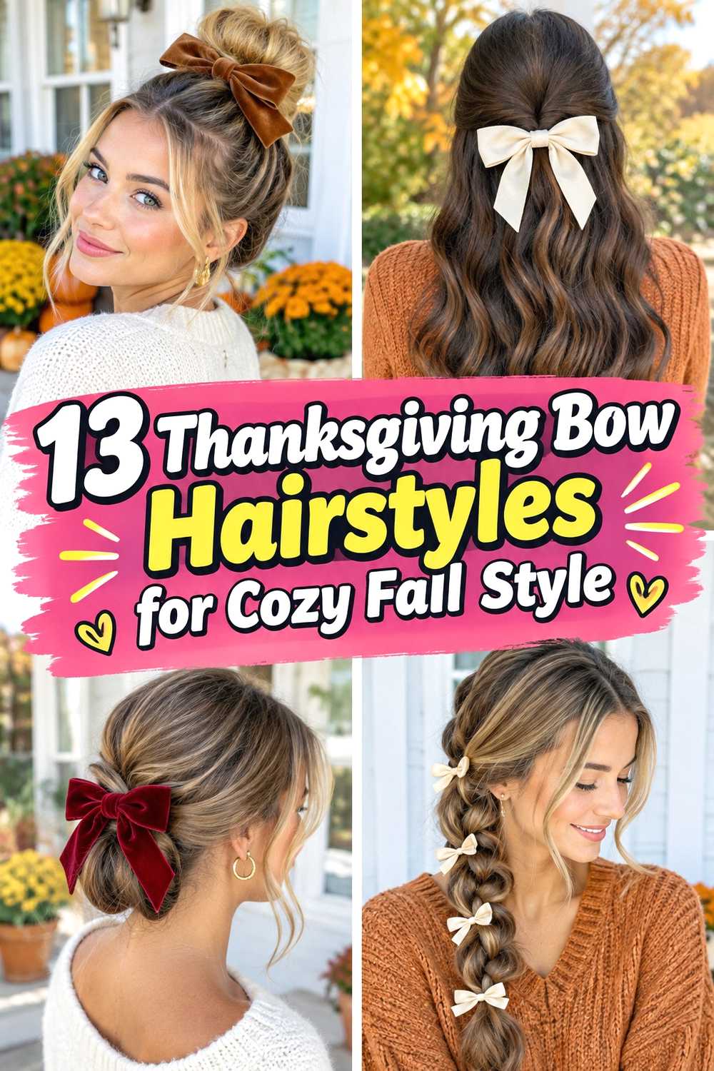 13 Thanksgiving Bow Hairstyles for Cozy Fall Style