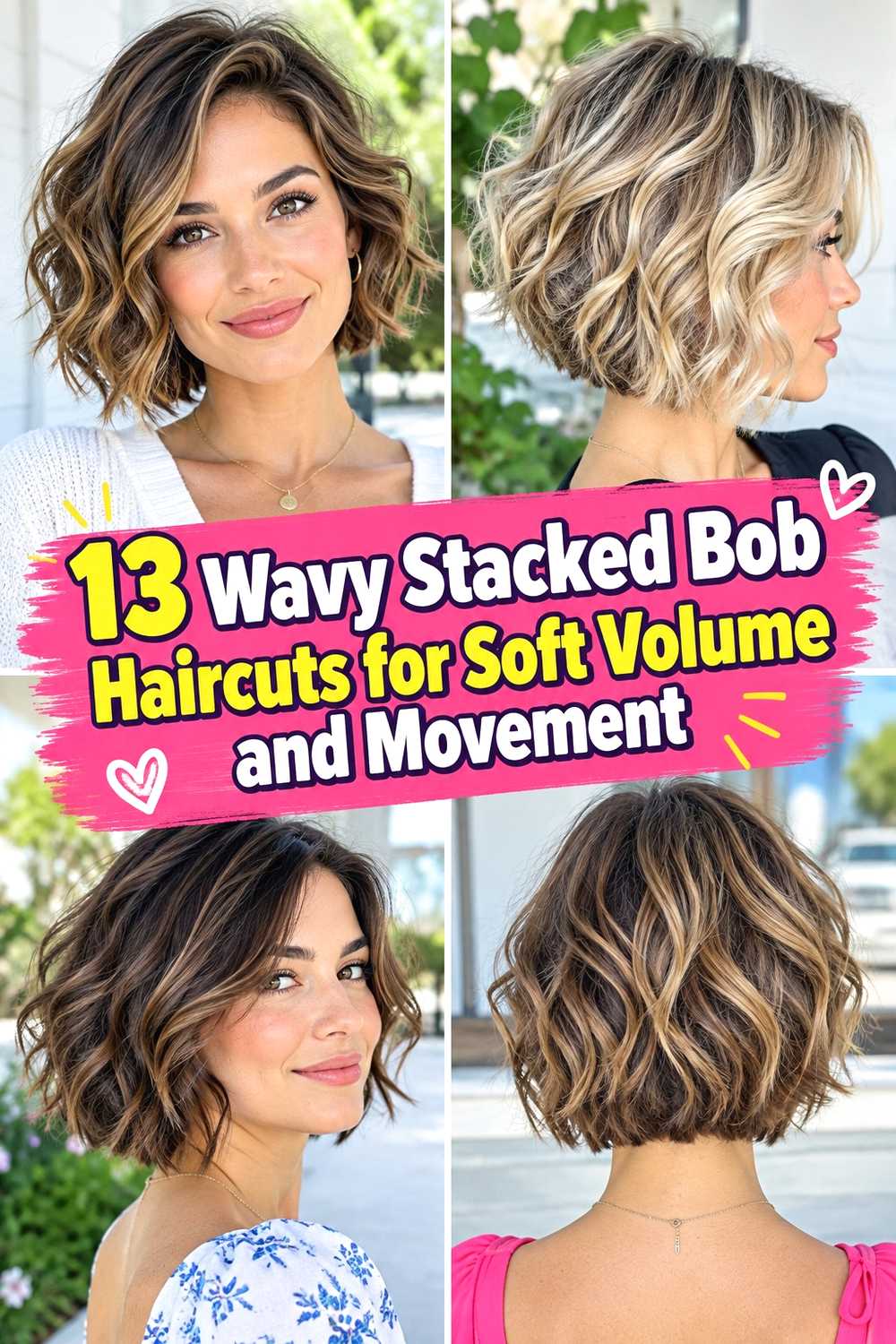 13 Wavy Stacked Bob Haircuts for Soft Volume and Movement