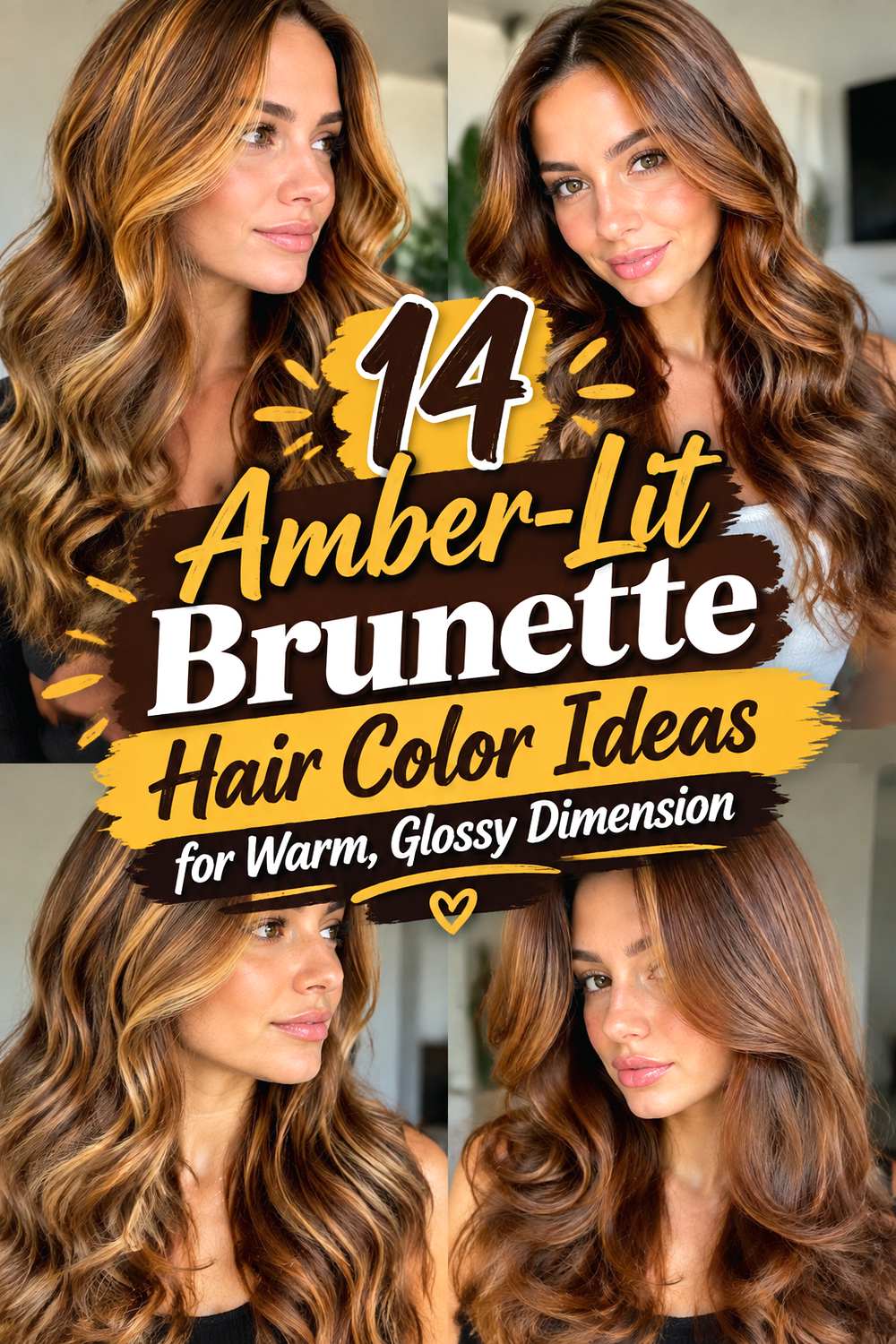 14 Amber-Lit Brunette Hair Color Ideas for Warm, Glossy Dimension