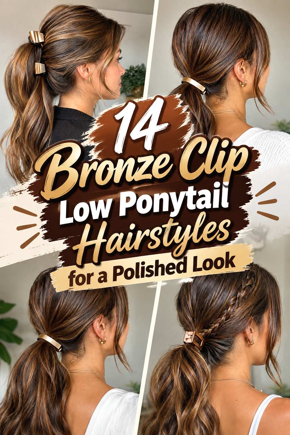 14 Bronze Clip Low Ponytail Hairstyles for a Polished Look