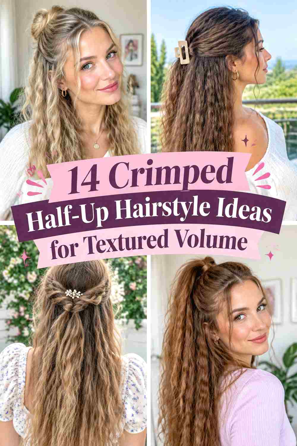 14 Crimped Half-Up Hairstyle Ideas for Textured Volume