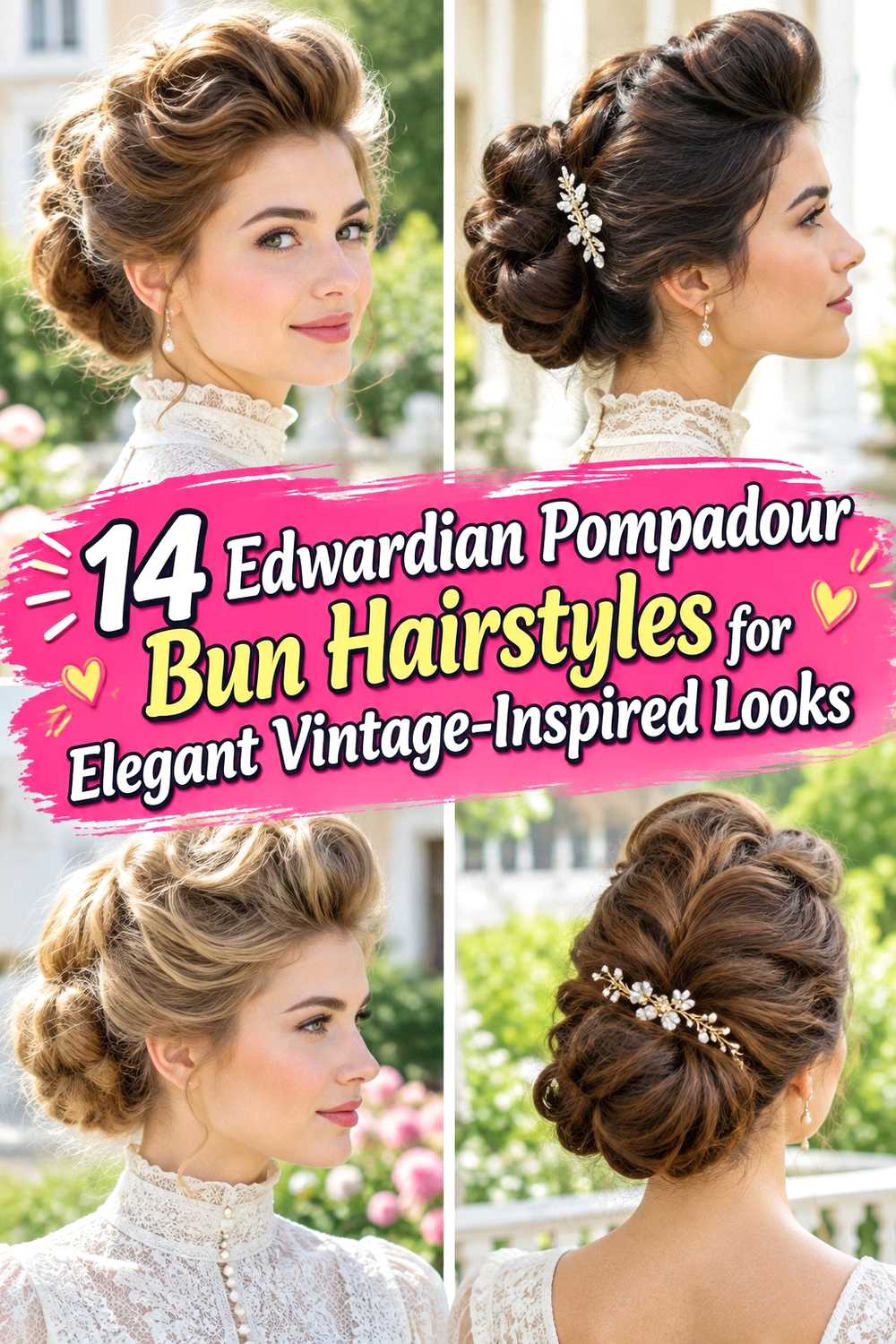 14 Edwardian Pompadour Bun Hairstyles for Elegant Vintage-Inspired Looks