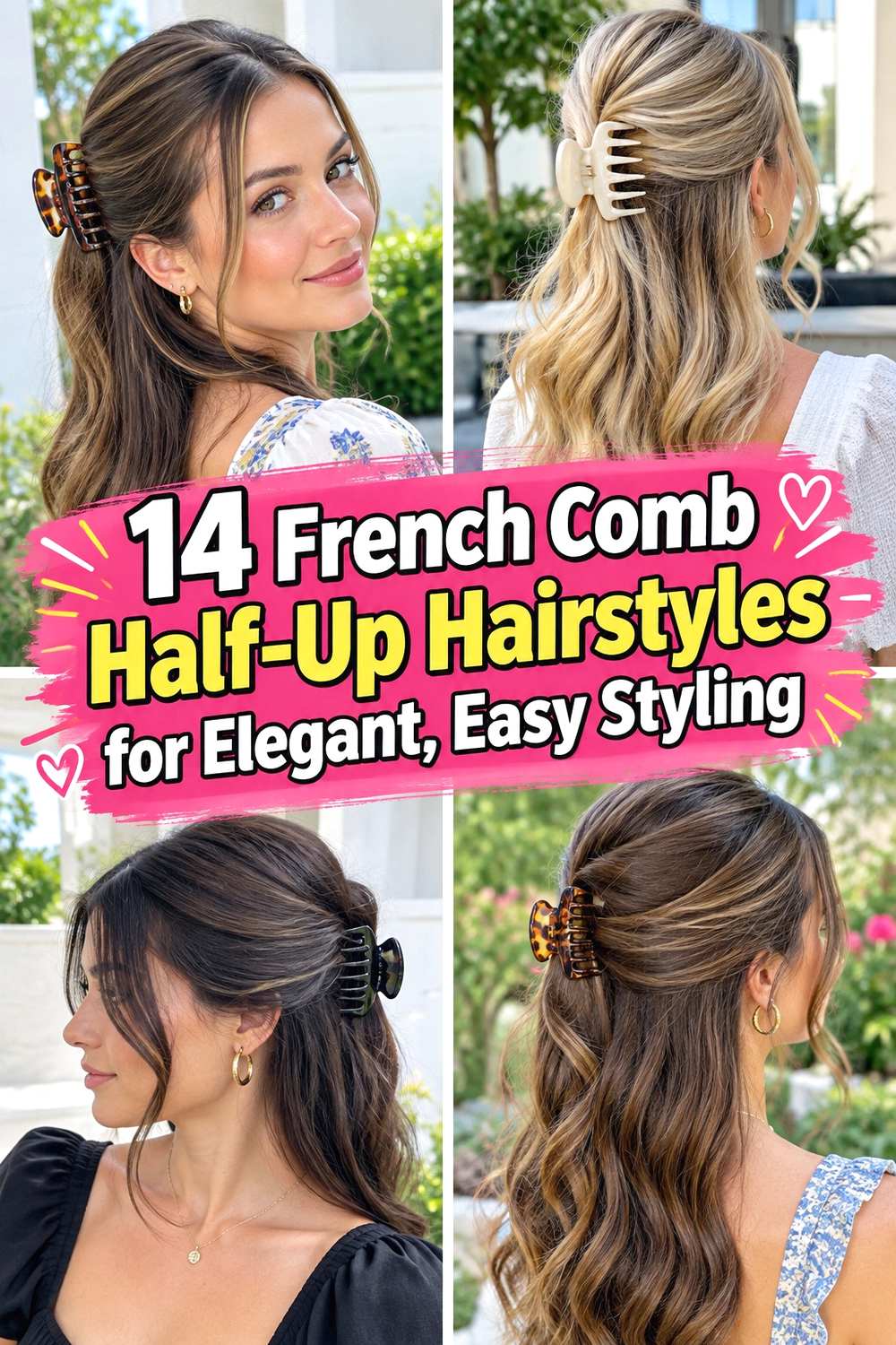 14 French Comb Half-Up Hairstyles for Elegant, Easy Styling