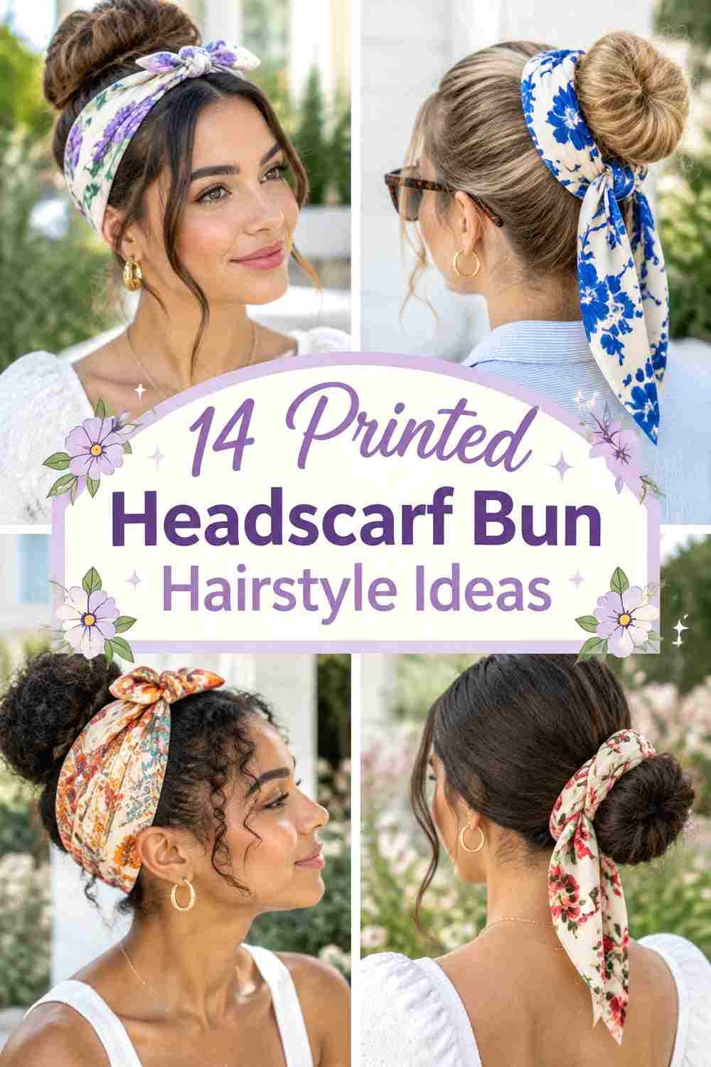 14 Printed Headscarf Bun Hairstyle Ideas