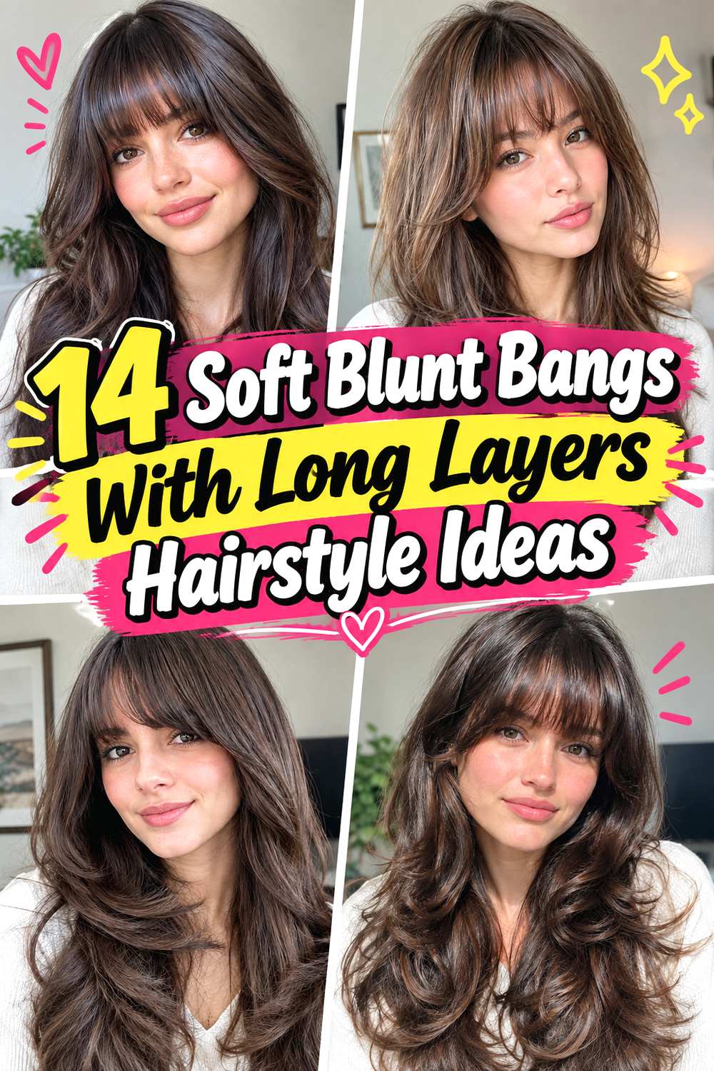 14 Soft Blunt Bangs With Long Layers Hairstyle Ideas