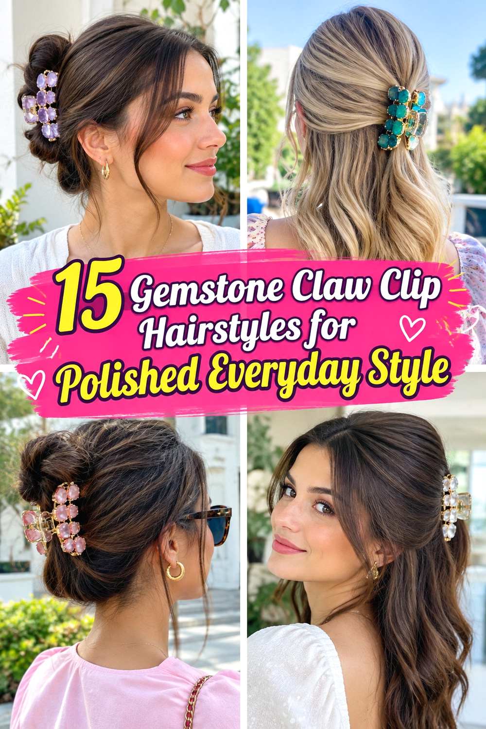 15 Gemstone Claw Clip Hairstyles for Polished Everyday Style