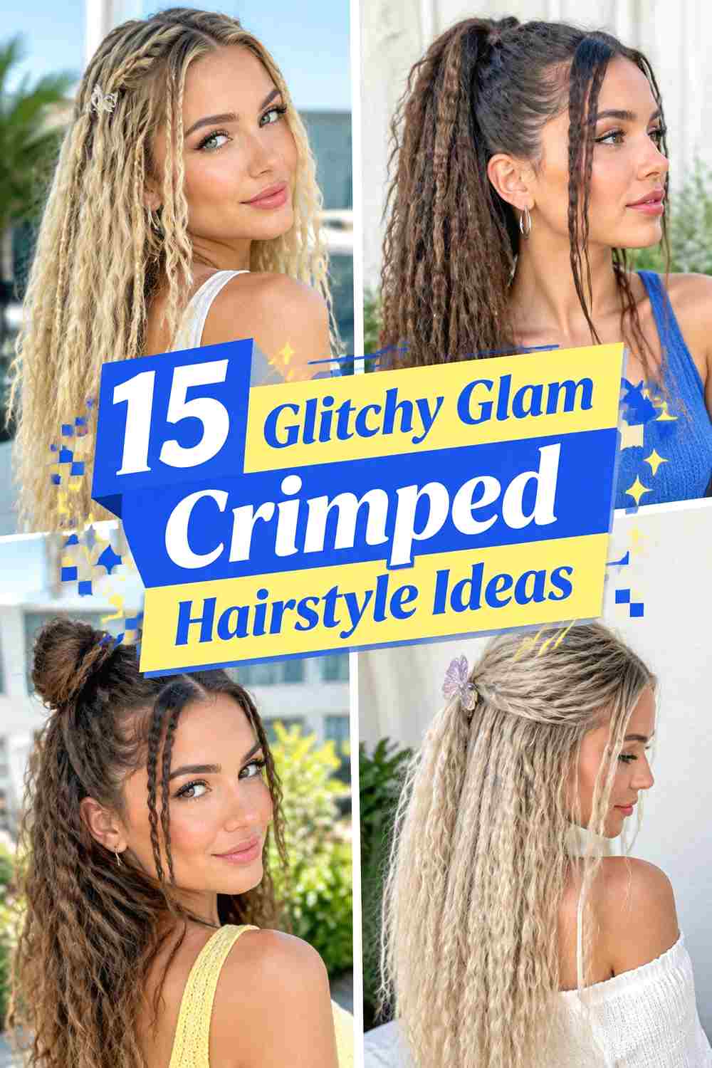 15 Glitchy Glam Crimped Hairstyle Ideas