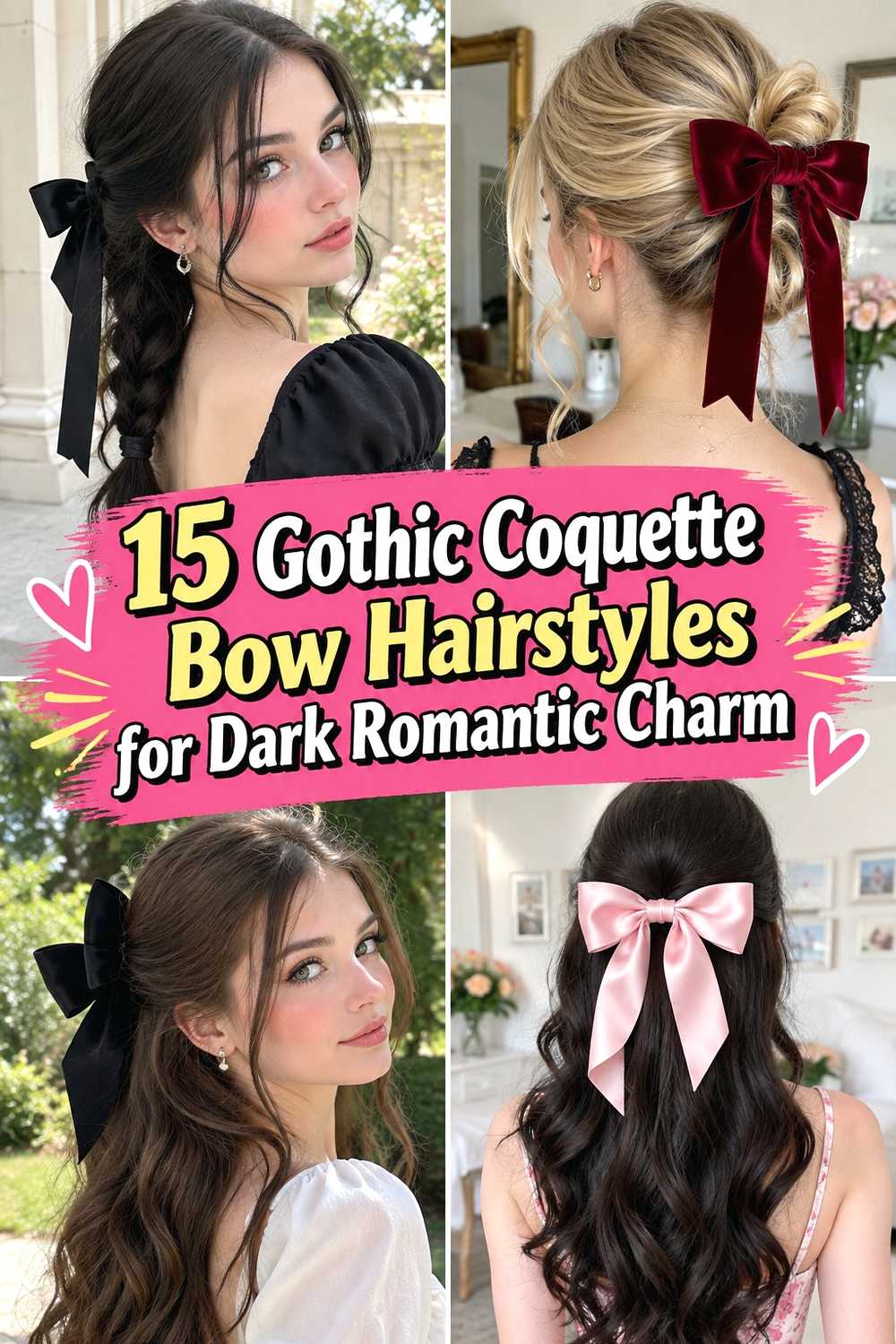 15 Gothic Coquette Bow Hairstyles for Dark Romantic Charm