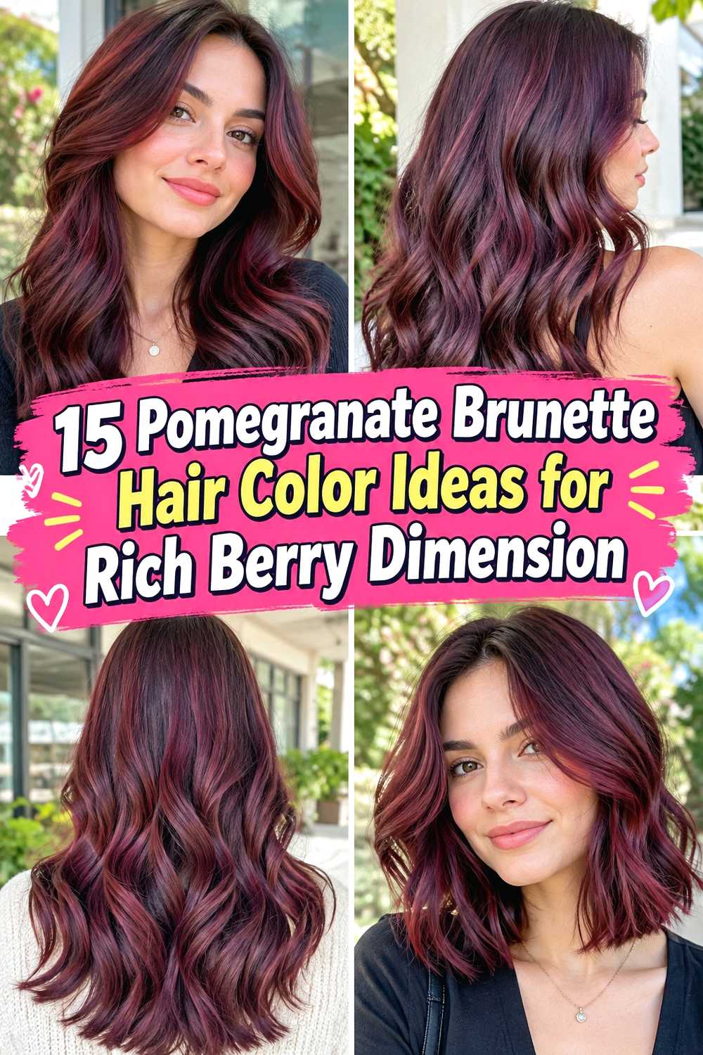 15 Pomegranate Brunette Hair Color Ideas for Rich Berry Dimension