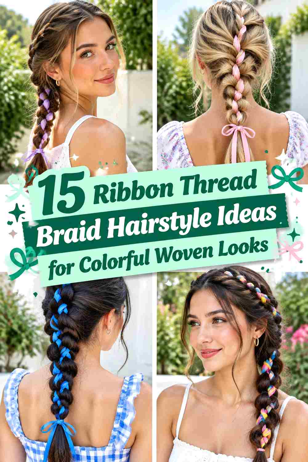 15 Ribbon Thread Braid Hairstyle Ideas for Colorful Woven Looks