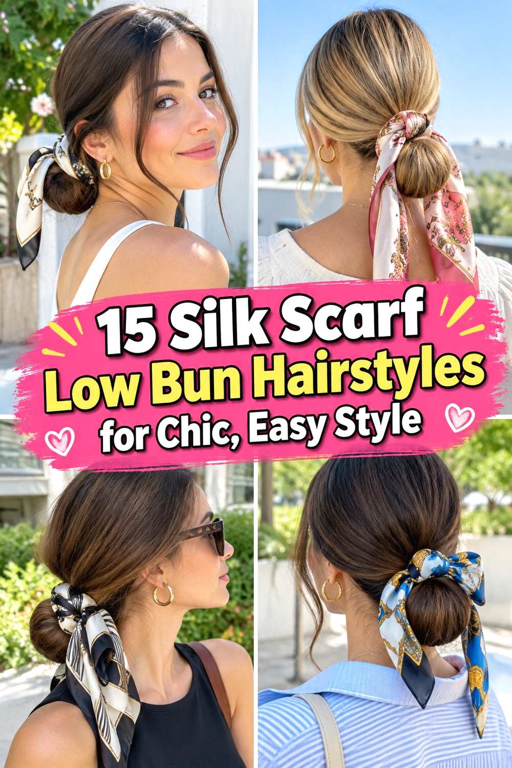 15 Silk Scarf Low Bun Hairstyles for Chic, Easy Style