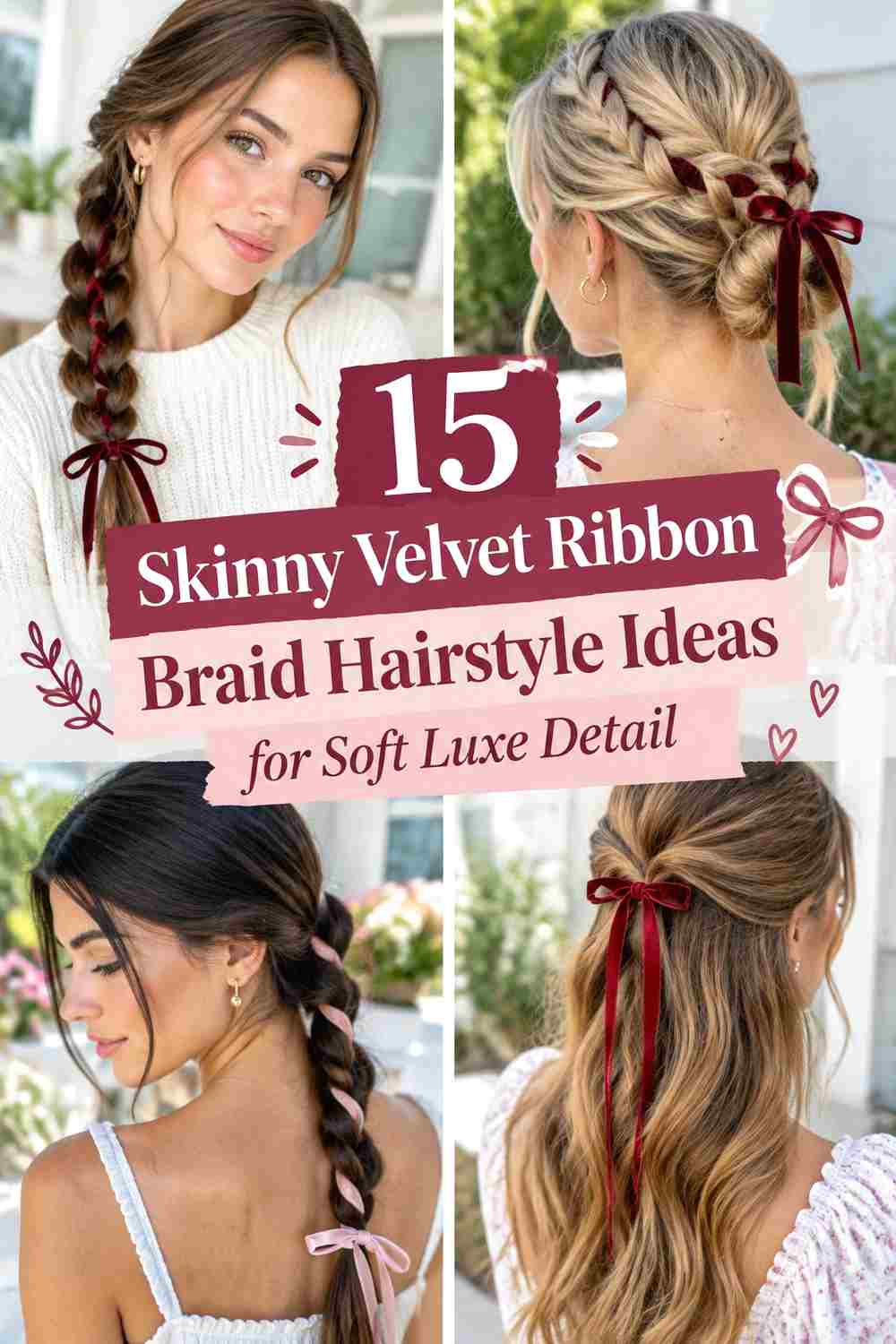 15 Skinny Velvet Ribbon Braid Hairstyle Ideas for Soft Luxe Detail