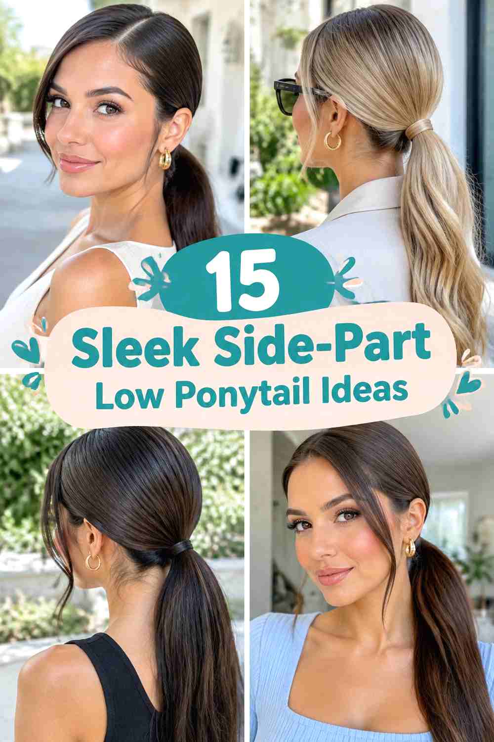 15 Sleek Side-Part Low Ponytail Ideas
