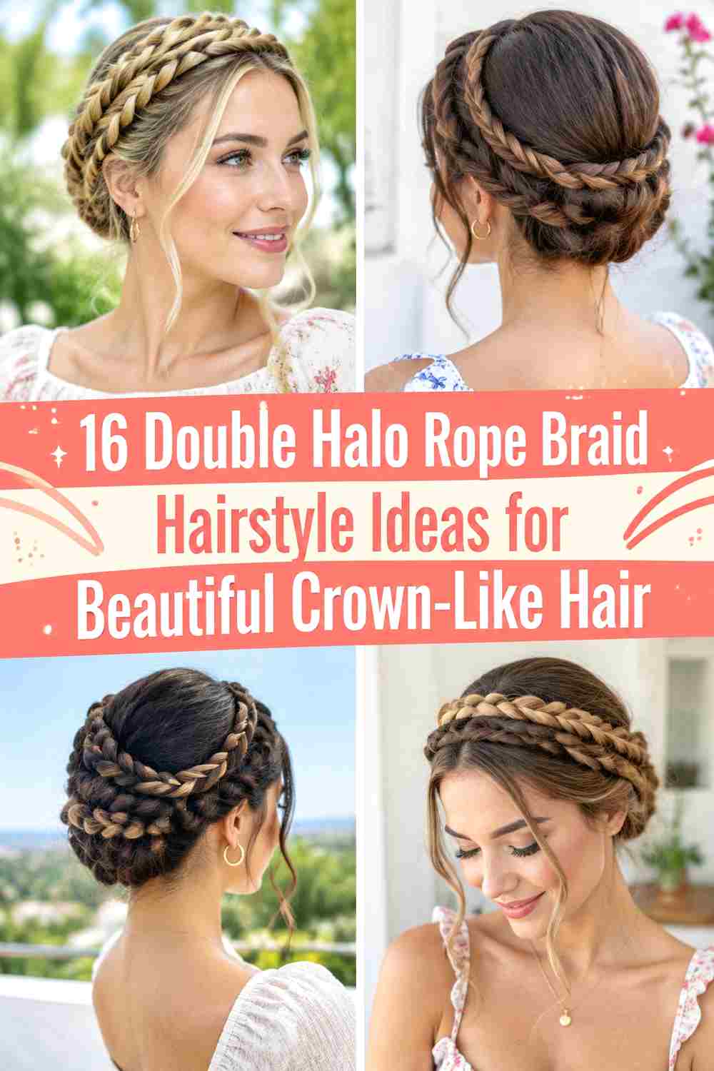 16 Double Halo Rope Braid Hairstyle Ideas for Beautiful Crown-Like Hair