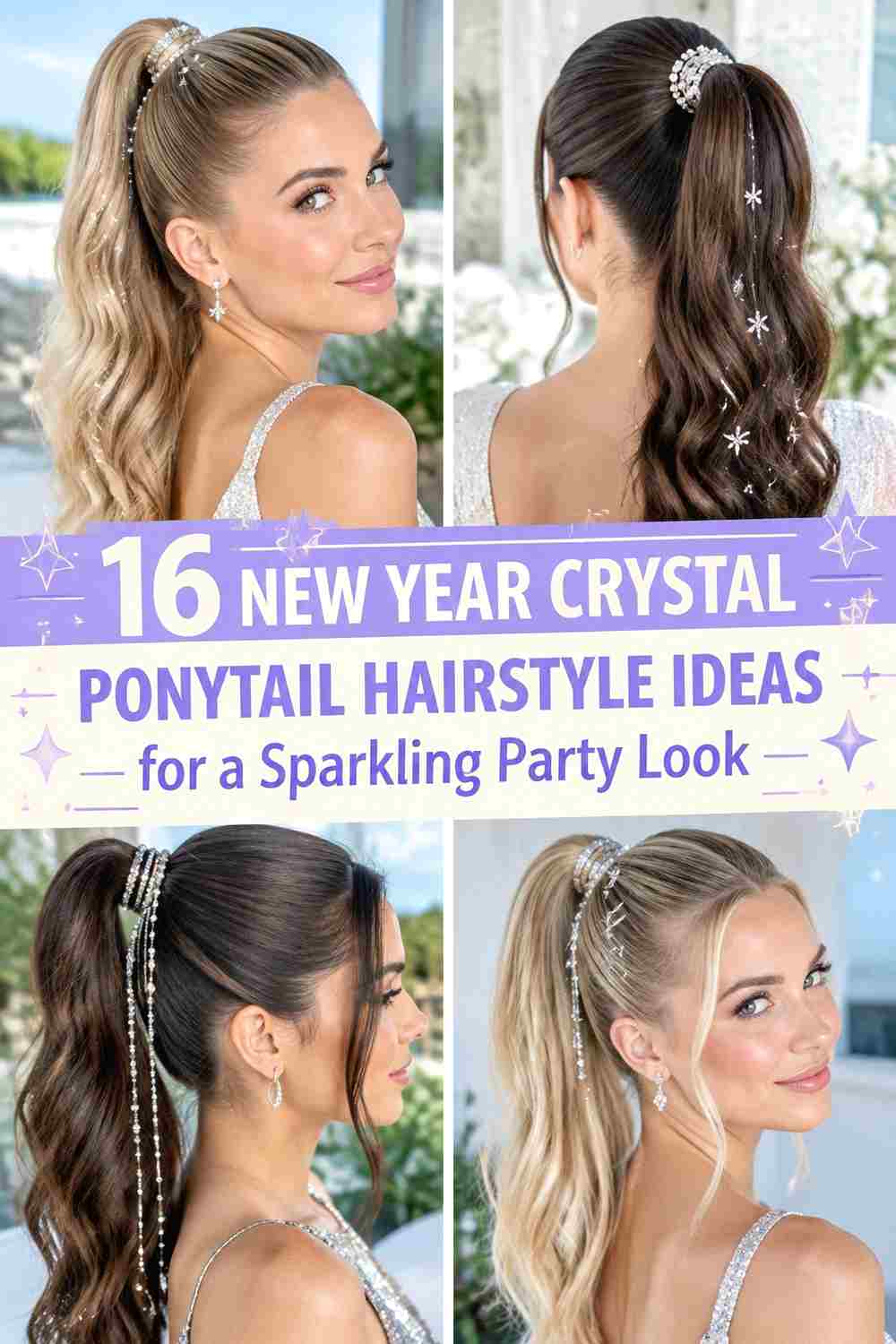 16 New Year Crystal Ponytail Hairstyle Ideas for a Sparkling Party Look