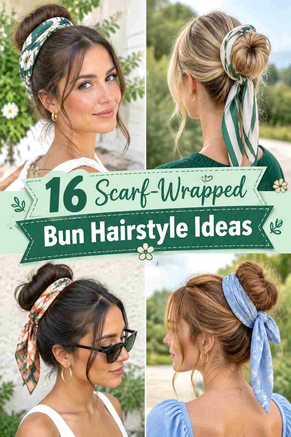 16 Scarf-Wrapped Bun Hairstyle Ideas
