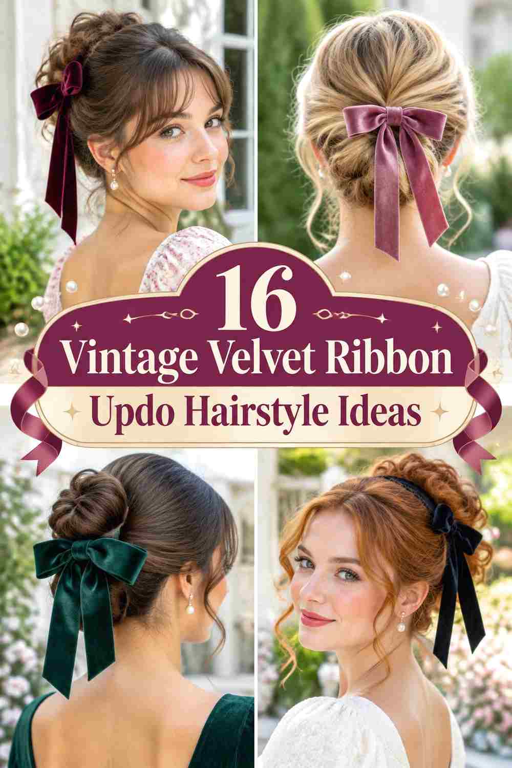 16 Vintage Velvet Ribbon Updo Hairstyle Ideas